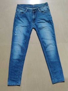 Blue Ripped Rugged Denim Jeans
