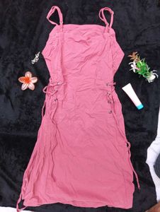 Dusty Rose Tie-Up Mini Dress