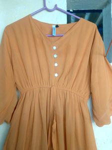 Mustard Dress with Buttons