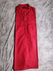 Red Band Collar Kurta