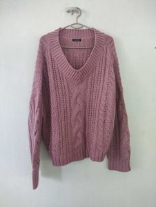V Neck Pink Jumper