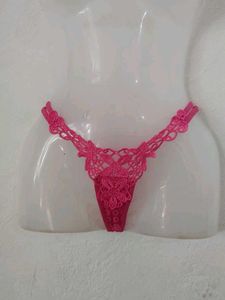Pink Floral Lace Thong