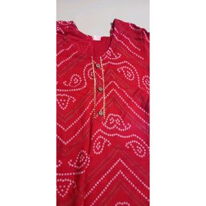 Red &amp; white Chunri Kurta Set