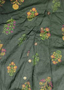 Green Printed Button-Down Dress
