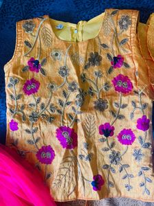 Bright Yellow Pink  Lehenga