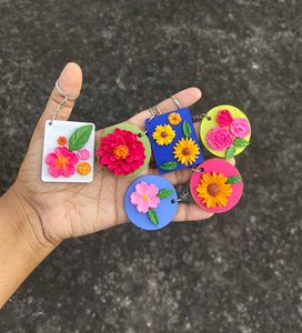 Handmade Floral Keychains 🌸✨🌻