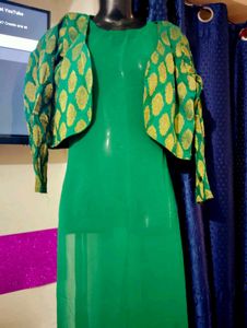 Elegant Zari Work Koti Kameez Inner With Dupatta
