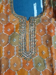 Orange Embroidered Salwar Kameez