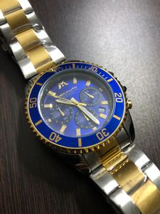Megalith Men&#39;s Blue and Gold Chronograph Watch