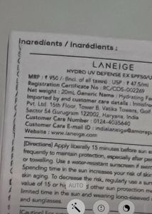 New Laneige Hydro UV Defense SPF50