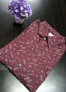 Patterned Burgundy Long-Sleeve Shirt