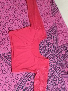 Red Top with Lace Sleeves