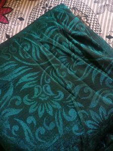 Emerald black bordered Saree with blouse piece att