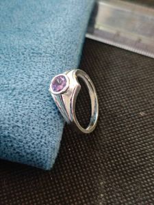 Pure silver ring in pink zircon.