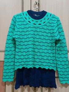 Green Knitted Two Piece Sweater/ Top