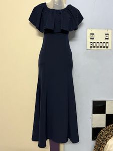 Pintrest Elegant Navy Blue Maxi Dress