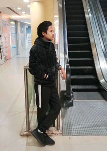 🌑Men’s Black Plush Wool Hoodie