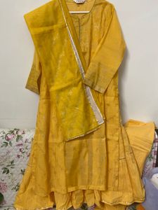 BIBA 4 Piece Gorgeous New Yellow Kurta Set