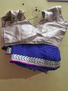 Blue Saree with Gold Blouse