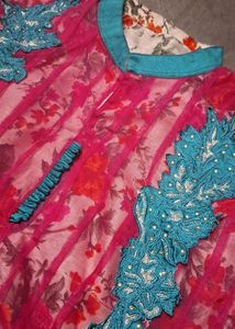 Pink Floral Anarkali Dress