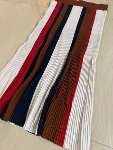 Striped Pleated Skirt