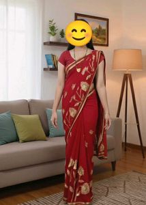 maroon saree with blouse