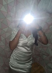 White Satin Mini Dress free size