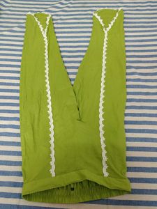 Green Lace Trim Leggings
