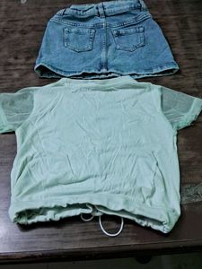 Cute Kids Outfit: Top &amp; Denim Skirt