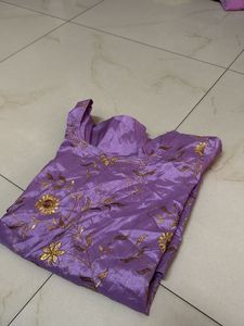 Purple Embroidered Dress Material