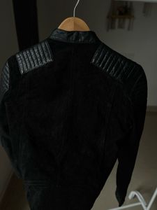 MANGO BLACK LEATHER &amp; SUEDE BIKER JACKET