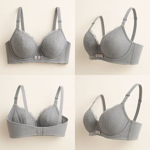 Gray Lace Trim Bra