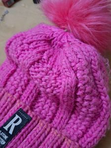 Pink Winter Beanie with Pom