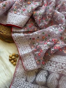 🆕️🆕️Organza chikankari saree