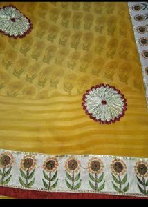 Half Pattern Mustard Yellow 💛 Saree