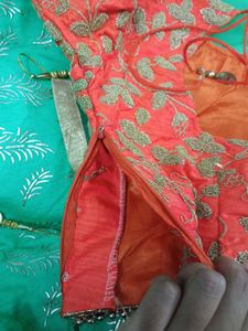 Orange &amp; Green Lehenga Choli. Size S to M.