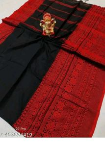 Begumpuri Khadi Red ♥️ Black 🖤 Saree
