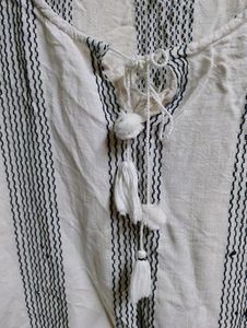 AND Striped Cotton Half Sleeve Top (Women)