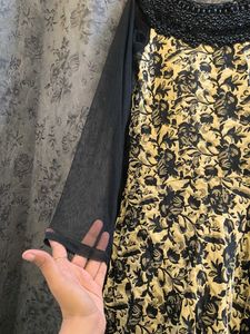 Black And Golden Gown With Neck Work