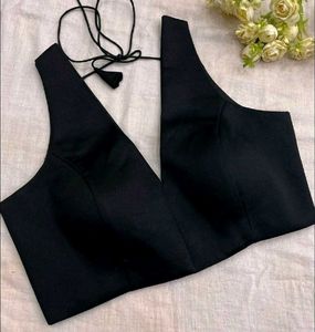 Cotton Padded Drawstring Strappy Blouse