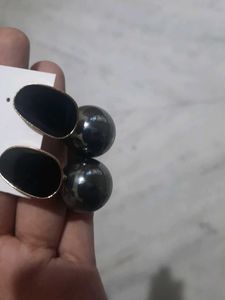 Black Ball Drop Earrings