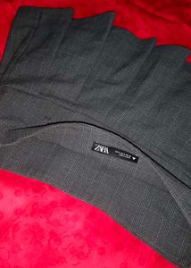 Gray Plaid Pleated Mini Skirt