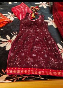 Pink And Purple Sharara Set