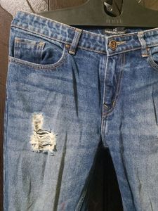 Boyfriend Dark Blue Torn Jeans Size 32