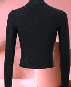 Black Long Sleeve Zip Top