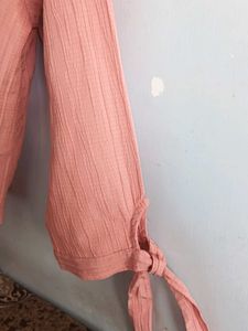 Cropped Shirt - Peach Colour