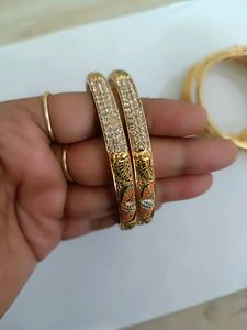 Micro Gold Bangles 3 Pair  Combo Set