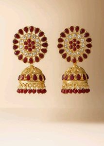 Golden Plated Red Earrings