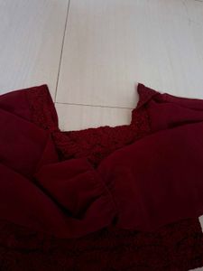 Maroon Embroidered Top