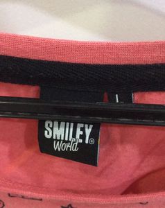 SmileyWorld Abstract T-shirt In Coral Pink Colour